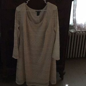 Creamy beige dress flared sleeve